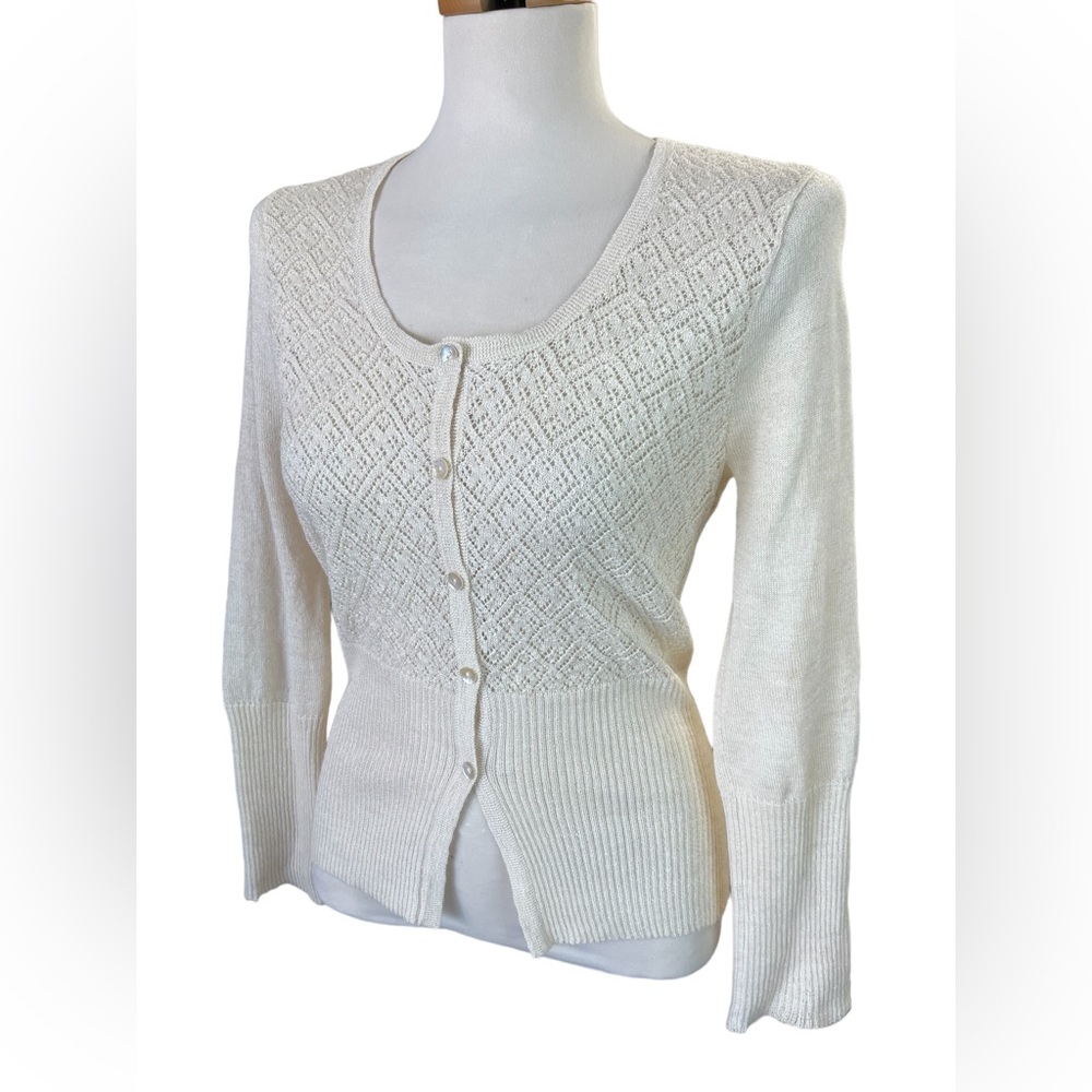 Peruvian Connection Cream Eggshell Cardigan - image 1